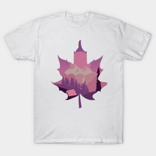 Maple Leaf Camping Mountains Sunset I Landscape T-Shirt